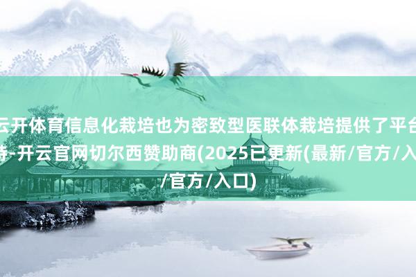 云开体育信息化栽培也为密致型医联体栽培提供了平台维持-开云官网切尔西赞助商(2025已更新(最新/官方/入口)