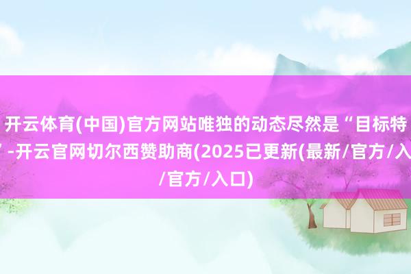 开云体育(中国)官方网站唯独的动态尽然是“目标特地”-开云官网切尔西赞助商(2025已更新(最新/官方/入口)