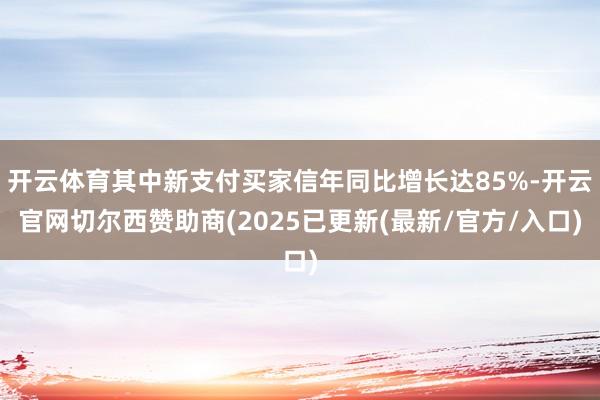 开云体育其中新支付买家信年同比增长达85%-开云官网切尔西赞助商(2025已更新(最新/官方/入口)